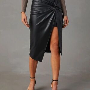 Elegant Black Faux Leather Skirt